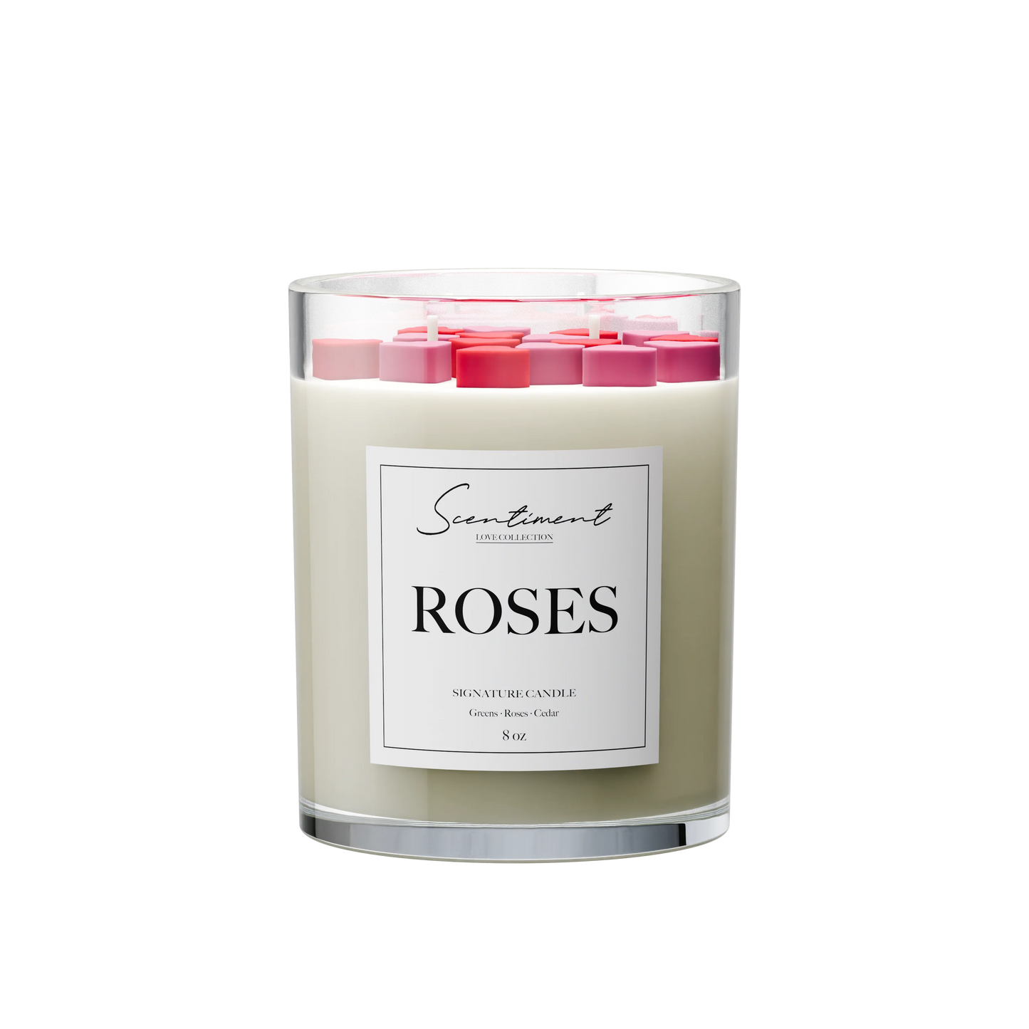 Scattered Hearts Roses Candle