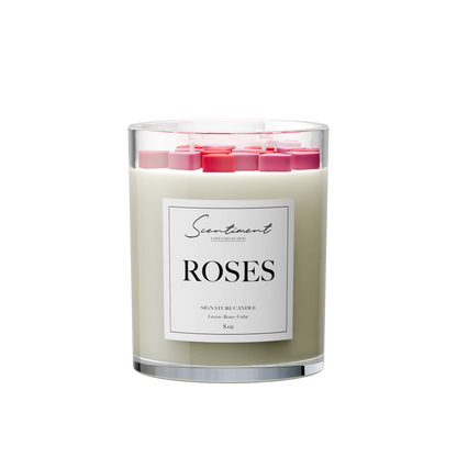 Scattered Hearts Roses Candle