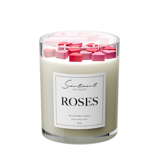 Scattered Hearts Roses Candle